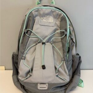 The North Face Jester Backpack Gray/Teal Hiking Outdoor Book Bag Travel Padded